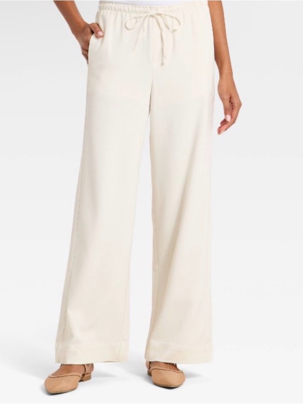 a new day Cream Wide-Leg Drawstring Pants